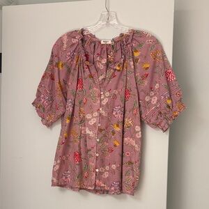 Dylan Floral Blouse in Pink and Red